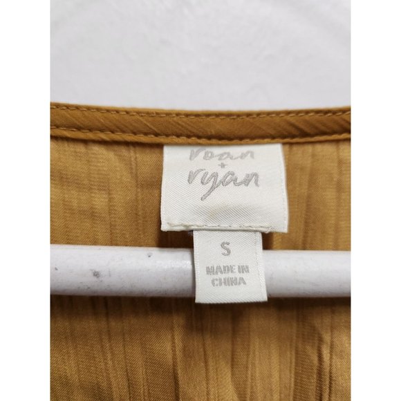 Roan + Ryan Womens Talulah BOHO Midi Dress Small Mustard Yellow Ruffled V-Neck - Picture 8 of 12